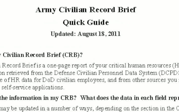 Civilian Record Brief How-To For Managers