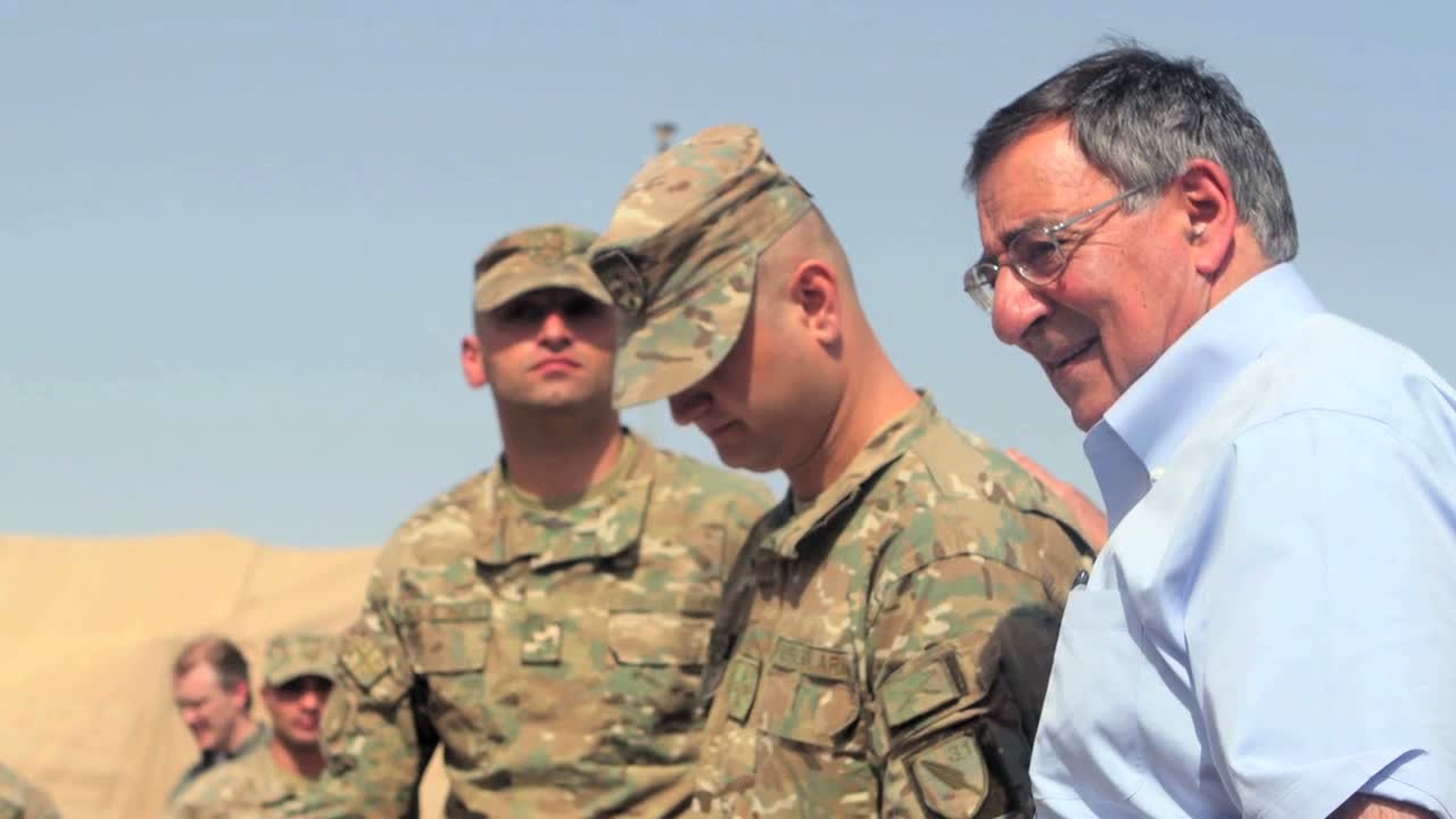Video package, Secretary o Defense Leon E. Panetta visits the 31st Georgian Light Infantry Battalion, during his trip to Afghanistan, March 14, 2012. Panetta addressed the Georgian soldiers, thanking them for their dedication toward stabilizing Afghanistan. After the speech, Panetta took a picture with each soldier and gave them a coin from the office of the Secretary of Defense as a memento.  Soundbites include Secretary of Defense Leon E. Panetta and Col. John Shafer - Commanding Officer with Regimental Combat Team 6.  Produced by Lance Cpl. Timothy Lenzo, Forward Operating Base Shukvani.  Also available in High Definition.