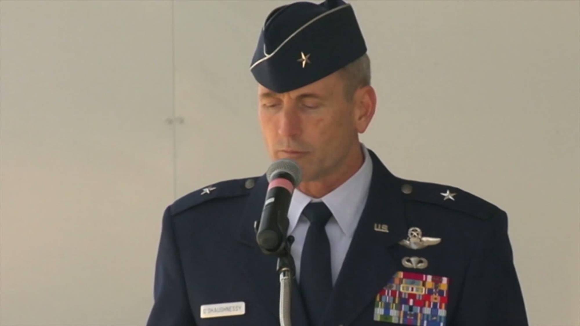 Nellis Air Force base’s 57th Wing recently performed a change of command ceremony.  Air Force Staff Sgt. Colleen Urban takes us to the Nellis flight line to witness the military tradition. Also available in high definition.

Transcript:
 The 57th Wing at Nellis Air Force Base recently hosted a Change of Command ceremony, as Brig Gen Terrance O’Shaughnessy relinquished command to Brig Gen Charles Moore.
-	Maj Gen Hyatt Soundbite:  “This is an important day for the 57th wing. A wing that is one of the more storied and diverse wings in the United States Air Force. Four groups, thirty nine squadron, twelve geographically separated units, scattered across 13 states have made the 57th wing world renowned for its treat replication, its maintenance, its advance training, its precision flying, and its all-domain integrated combat prowess.