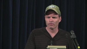 Victim Family Member Briefs the Media Following the Arraignment of KSM and the other 911 Co-conspirators at Guantanamo Bay, Cuba
