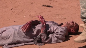 Special Effects Makeup Artist helps training exercise more real