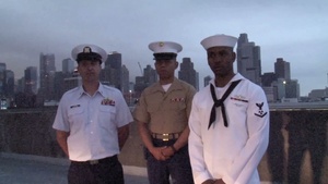 Three Service Members do a Shout out for Fleet Week New York 2012