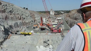 First concrete placed for Folsom Dam auxiliary spillway control structure