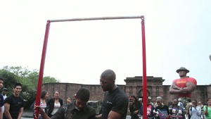 Marine Day pull up challenge in Battery Park during NY Fleet Week 2012