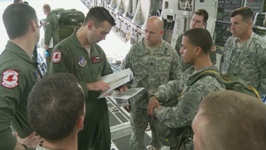 Bundles/troops load onto/jump out of C-17