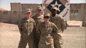 Spc. Jonathan Flagg, Sgt. William Jessie, Pfc. Vanessa Rojas and Sgt. Demosthenes Kostapapas