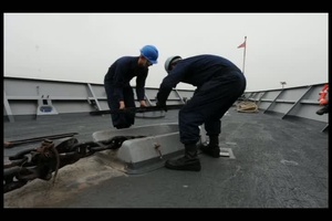 USS Underwood Sailors Anchor on the Foc'sle, Version 1
