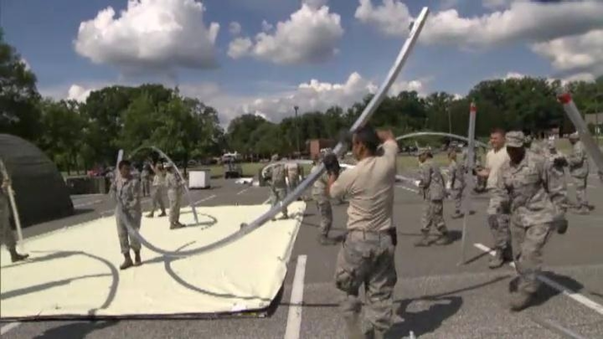 Members of the 779th Medical Group at Joint Base Andrews spend two days putting together an EMEDS +25 that will be used in the event of a catastrophe.