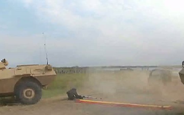 191st Military Police Commander tests portable barricade.