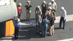 Commodore Woodall, Rear ADM. Barrett, and Vice Adm. Hart Cullom Arrive on Board the Aircraft Carrier USS Nimitz (CVN 68)