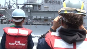 USS Princeton (CG59) Performs a Replenishment-at-sea (RAS)