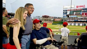 Defense secretary, wounded veterans attend baseball game