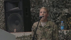 National Anthem sung by Pvt. First Class Kristian Marshall