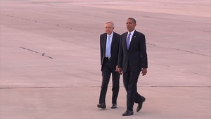 President of The United States Barack Obama Lands At Nellis AFB