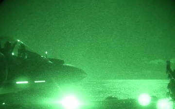Harriers Conduct Night Landings While at Sea - Broll