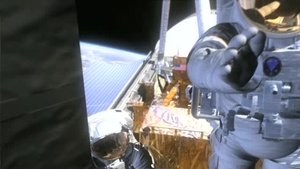 HST SM4 -- Astronauts Close HST Doors for Last Time