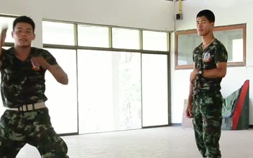 Thai and U.S. Army Soldiers Learning Muay Thai