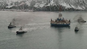 Coast Guard overflight of Kulluk under tow from Kiliuda Bay, Alaska