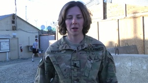 1st Lt. Liz Baxter (greeting with slate, no graphics)