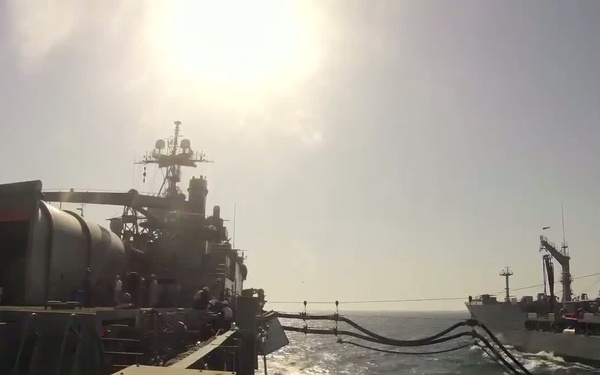 Time Lapse of USS Ponce (AFSB(I) 15) Underway Replenishment with USNS Joshua Humphreys (T-AO 188)