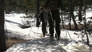 Second Battalion, Third Marine Regiment Marines ski at Marine Corps Mountain Warfare Training Center