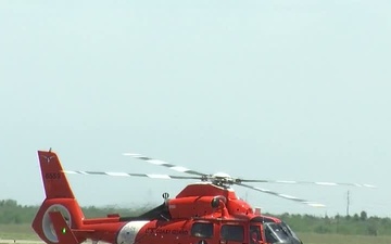 Coast Guard Rescue Jet Footage of life raft/B-roll of rescued man returning to land