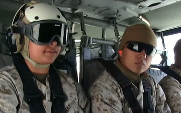 Second Battalion, Third Marine Regiment Marines Ride in a UH-60 Blackhawk at MWTC