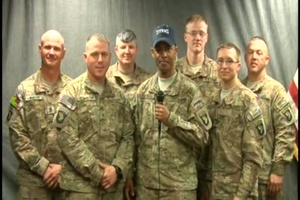 NFL Draft Live Shot of Bagram Troops Talkback to Sports Analysts