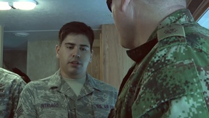 Colombian military members receive a Public Affairs briefing at Ardent Sentry