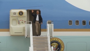 President Obama Arrives at Tinker AFB to View Tornado Damaged Area