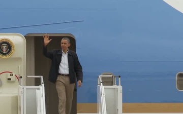 President Obama Arrives at Tinker AFB to View Tornado Damaged Area