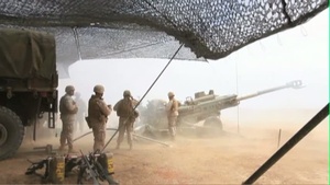 13 MEU fire 155 mm M777 Lightweight Howitzers during PMINT