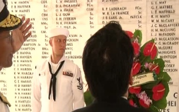 Japanese Minister of Defense Lays A Wreath on USS Arizona