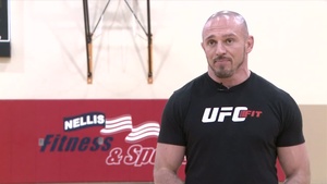 UFC Fit Coach Mike Dolce speaks to Nellis Airmen