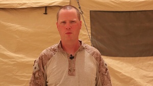 Lt. Commander Phillip Hanson shouts out to the Chicago Bears from Afghanistan