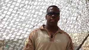 Lance Cpl. James Phifer shouts out to the Dallas Cowboys from Afghanistan