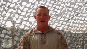 Cpl. Daniel Baldwin shouts out to San Francisco 49ers from Afghanistan