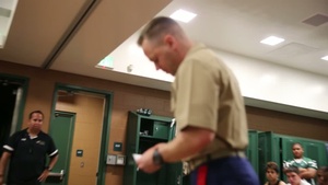 Dark Horse Battalion Honored During High School Football Exhibition B-roll (Locker-room talk)