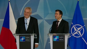 President of the Czech Republic, Mr. Milos Zeman at NATO for a Bilateral Meeting and Joint Press Point