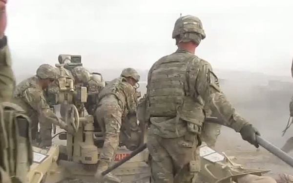 1-76 FA fires M777 Howitzer