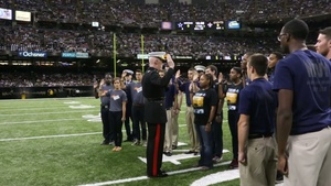 Lt. General Mills Leads Oath of Enlistment During Saints Game