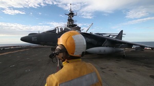 22nd MEU ACE Launches Harriers from USS Bataan