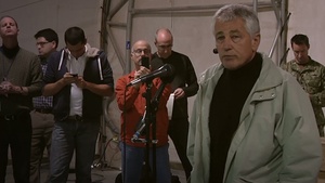 Secretary of Defense Chuck Hagel Visits Camp Leatherneck (Part 1 of 3)