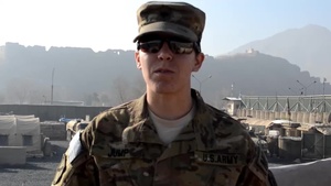 Spc. Chelsea Jump sends greetings