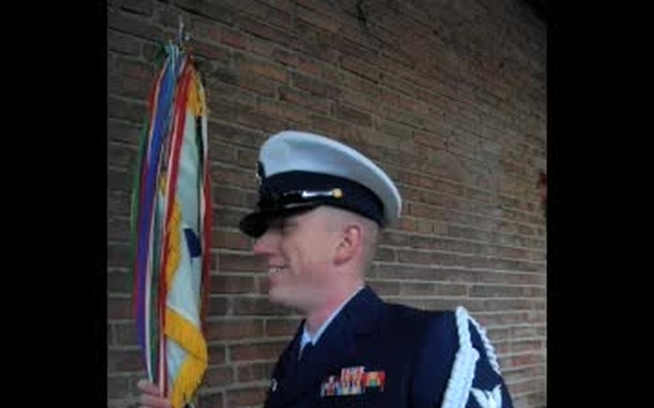 Cape Cod Coast Guardsmen perform during Red Sox opening day ceremonies