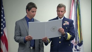 Coast Guard presents Gold Lifesaving Medal to Shark Attack Responder in Miami
