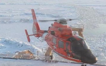 MH-65 Dolphin launch from Healy