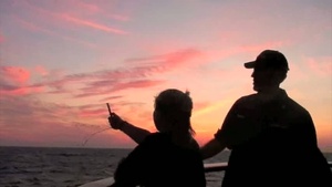 Coast Guard Cutter Eagle Conduct Pyrotechnic Training During Sunset