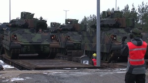 M2A3/M3A3 Bradleys arrive at the Grafenwoehr Tower Barracks railhead