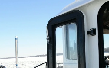 Coast Guard Cutter Chock breaks ice on the Chesapeake Bay